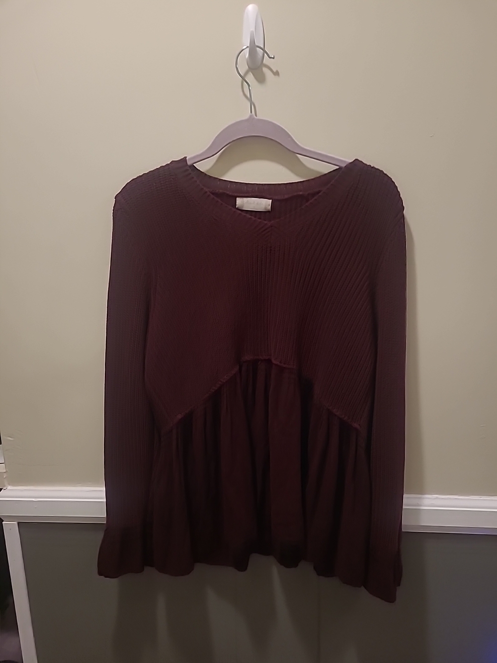 Altar'd State Small Women’s Purple Sweater Knit Layered Chiffon Trim Skirt